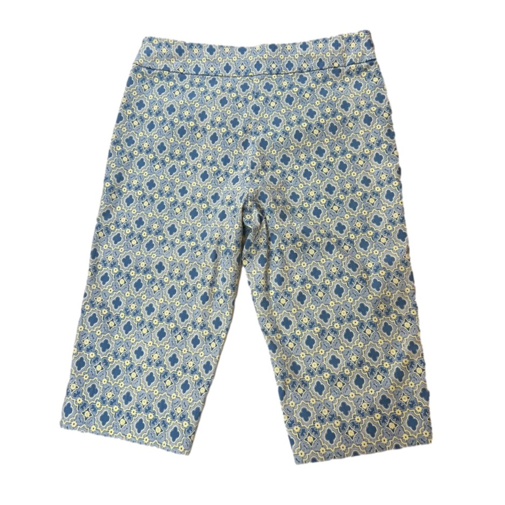 Alfred Dunner Blue Quatrefoil Pattern Capri Pants, Size 12 Petite